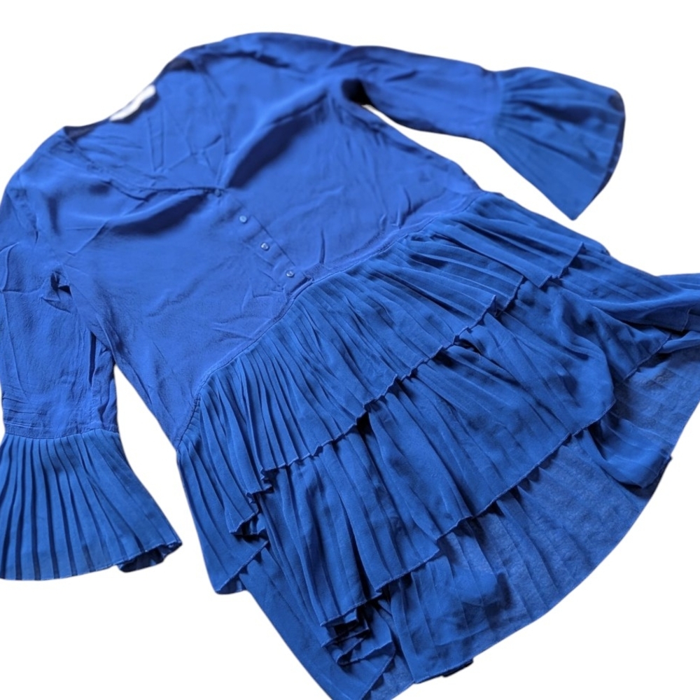 Zara Blue Pleated Blouse